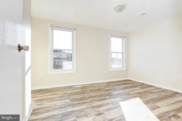 a view of a room with a window