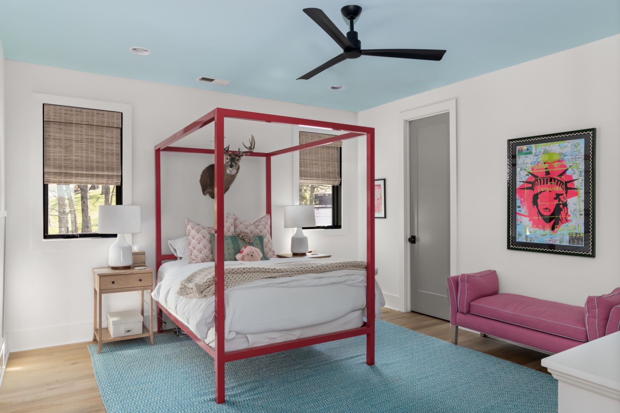 4472 South Carothers Road Franklin, TN 37064 - Photo 21 of 44 a bedroom with a bed and a chandelier