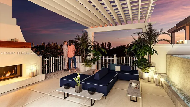a view of a balcony with chairs