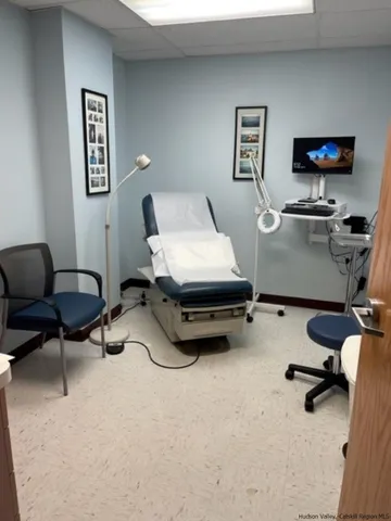 a room with a workspace