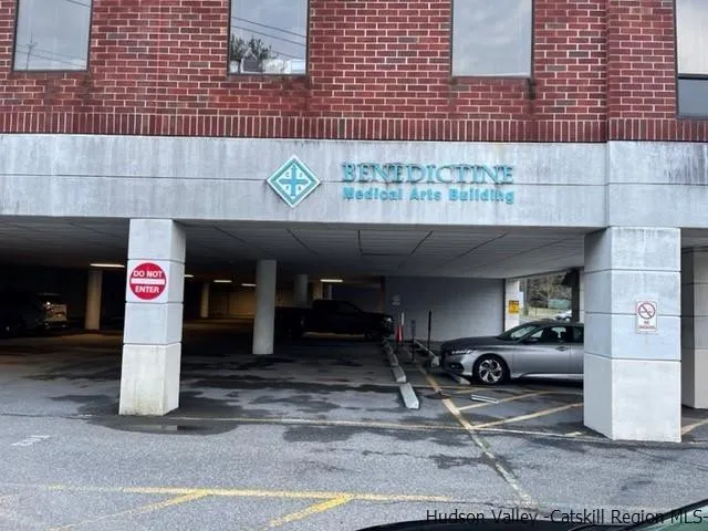 a view of a building with a patio