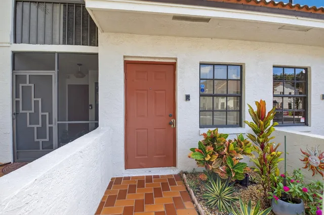 a potted plant sitting in front of a house