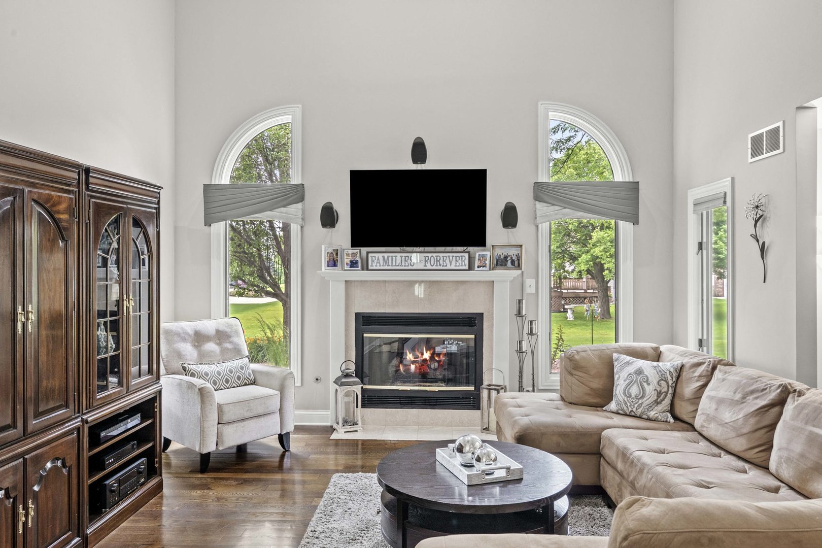 322 Orchard Lane Beecher, IL 60401 - Photo 3 of 38 a living room with furniture a fireplace and a flat screen tv