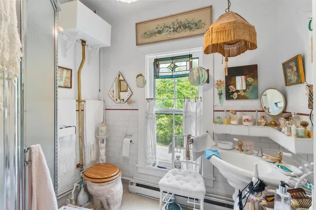 a view of a garden with a bench