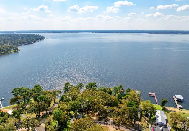 a view of lake and sunset