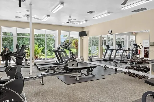 a view of a room with gym equipment