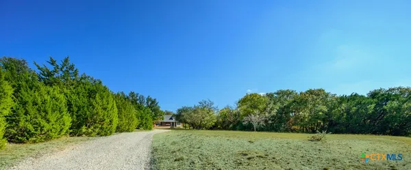a view of a grassy area with an trees
