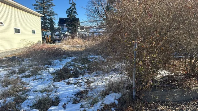a view of a backyard of the house