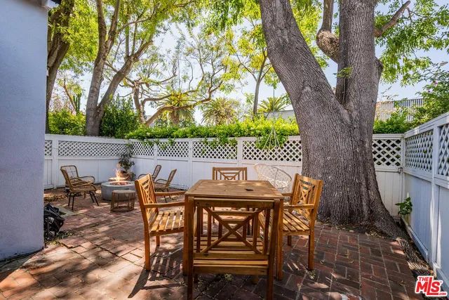 an outdoor view with patio