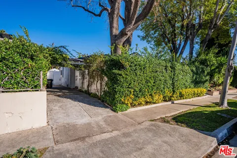 a view of a pathway along with potted plants