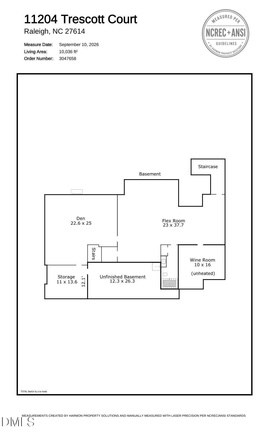 11204 Trescott Court Raleigh, NC 27614 - Photo 54 of 54 Floor Plan (Basement)