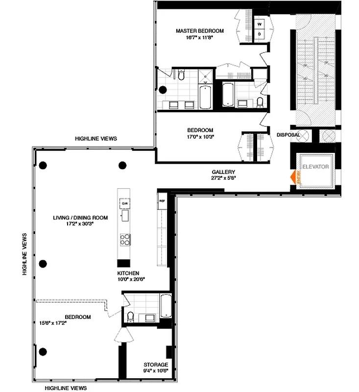 245 10th Avenue, Unit 5W Manhattan, NY 10001 - Photo 10 of 11 a picture of a floor plan