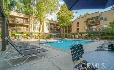 a garden view with patio