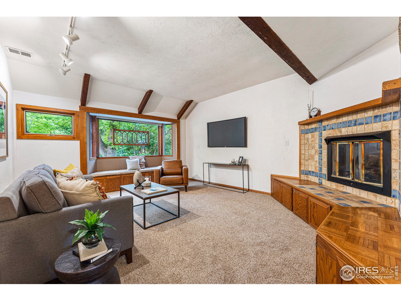 4731 Jay Road Boulder, CO 80301 - Photo 16 of 33 a living room with furniture a flat screen tv and a fireplace