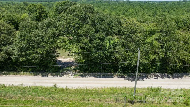 an aerial view of residential house with outdoor space and trees all around