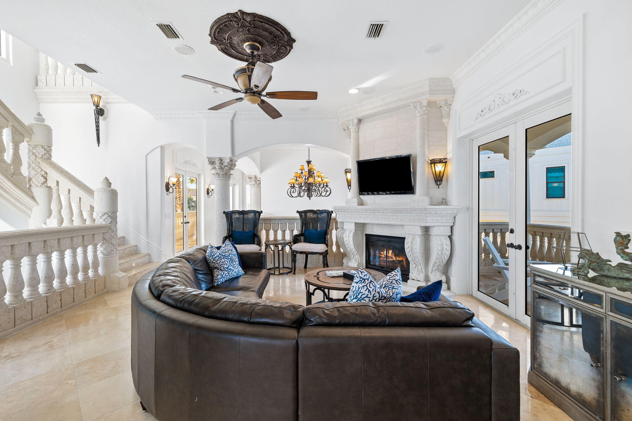 30 Pelican Circle Inlet Beach, FL 32461 - Photo 16 of 69 a living room with fireplace furniture and a flat screen tv