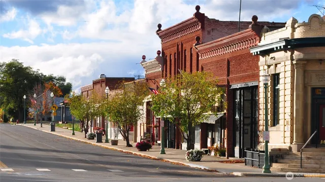 a view of a building with a street