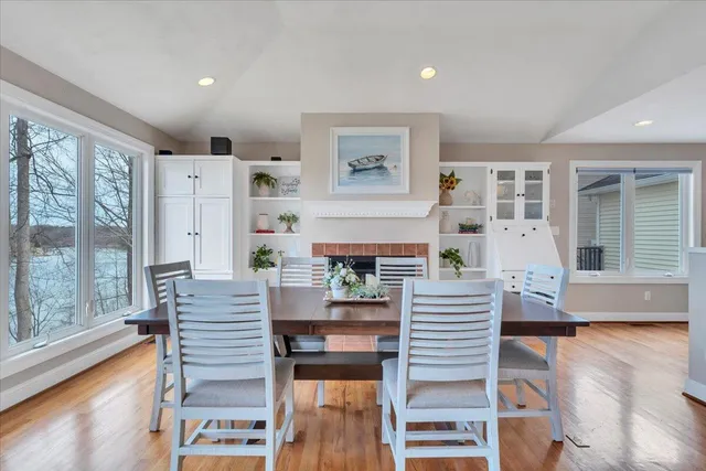 a view of gym equipment with large windows