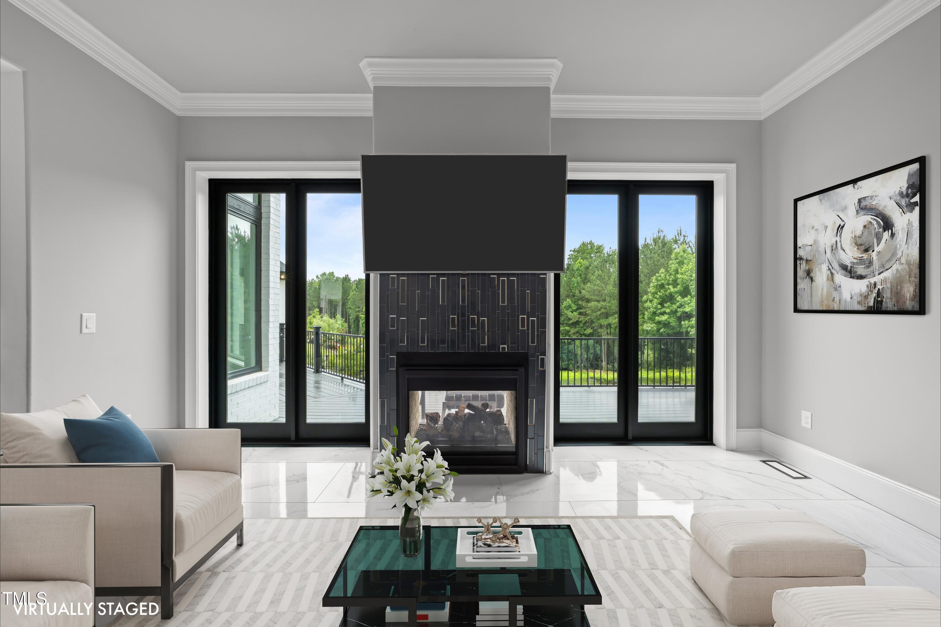 2220 Inwood Landing Court Raleigh, NC 27603 - Photo 7 of 28 Living Room w/double sided fire place.