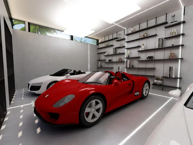 a car parked in front of a building