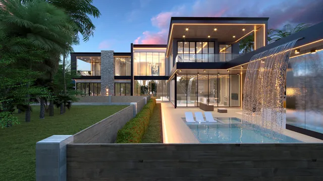 a view of a house with backyard