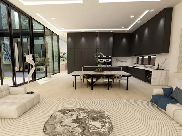 a living room with furniture