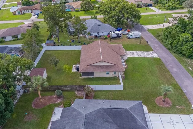 an aerial view of a house
