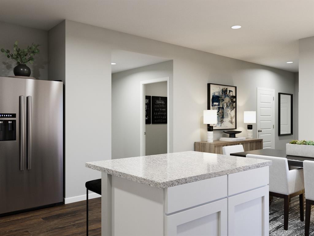 1104 Runway Road Fort Worth, TX 76131 - Photo 22 of 36 a kitchen with granite countertop a refrigerator and a sink