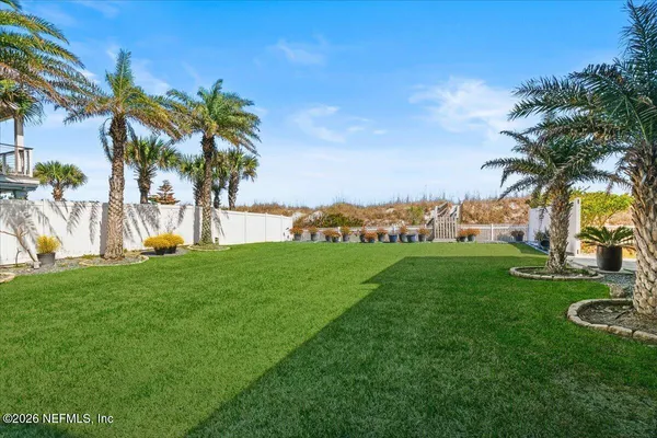 a view of a park with palm trees