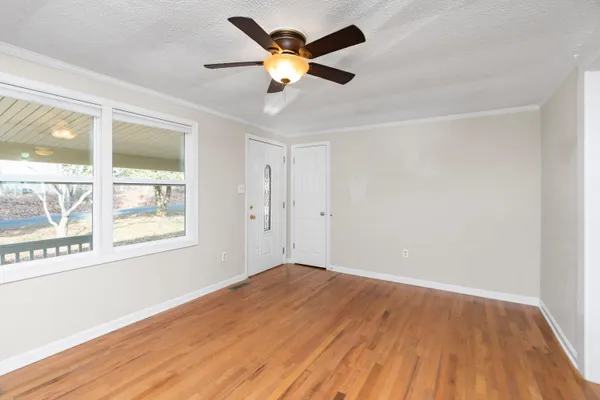 an empty room with windows