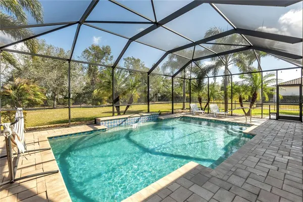 an outdoor view of with a swimming pool