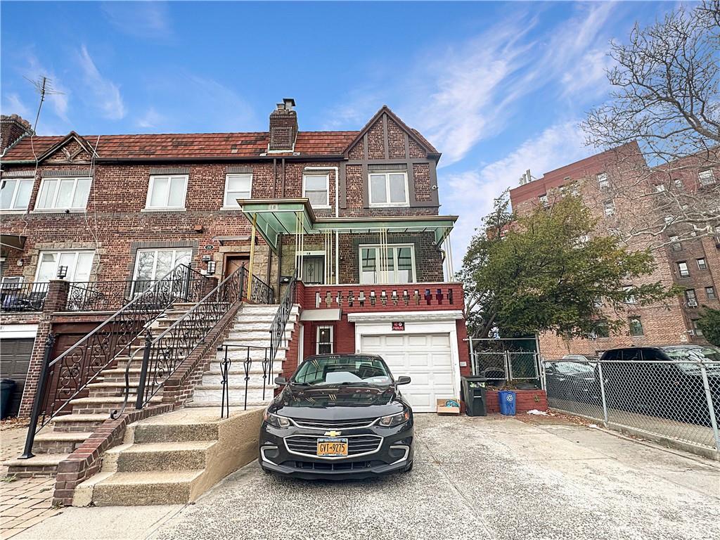 a car parked in front of a house