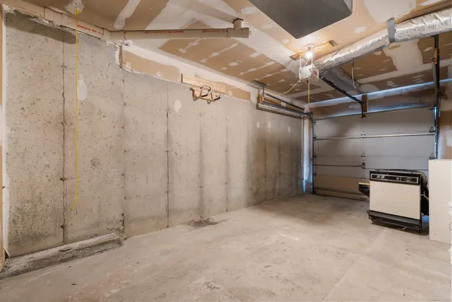 a view of a utility room with racks