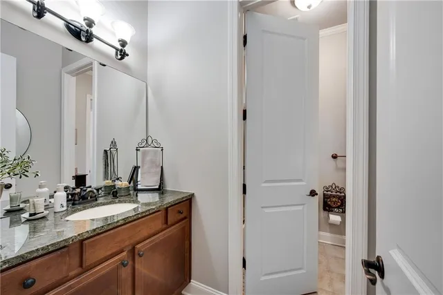 a balcony view with a fountain