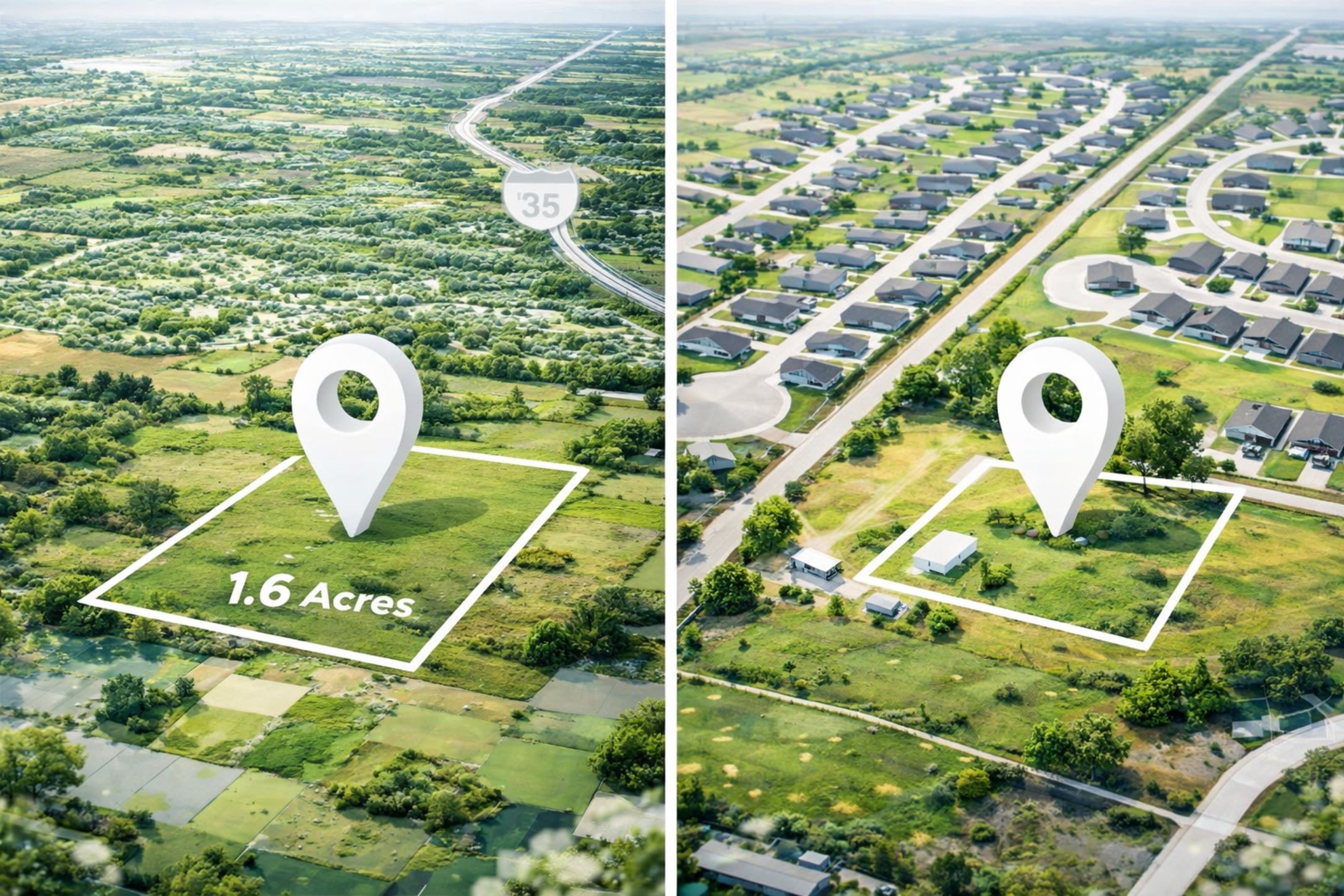 2409 County Road 313 Jarrell, TX 76537 - Photo 13 of 14 Aerial perspective of suburban area with property boundaries highlighted