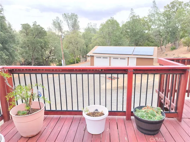 a front view of a house with patio