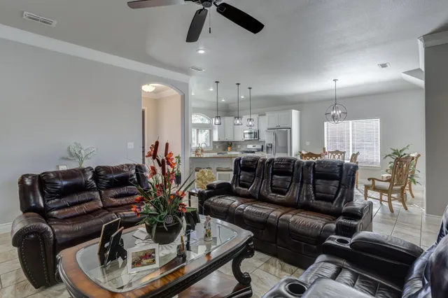 a living room with furniture
