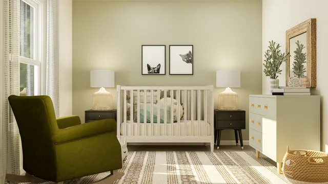 a view of a bedroom with furniture and windows