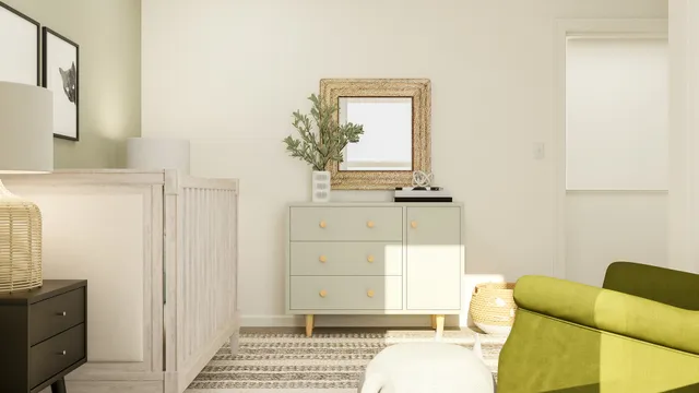 a living room with a couch and a stove with wooden floor