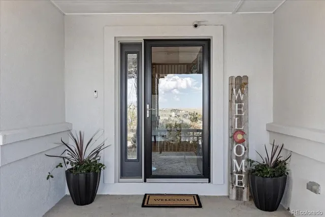 a view of front door with potted plant