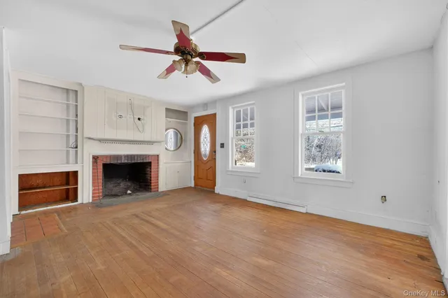a view of a livingroom with a window