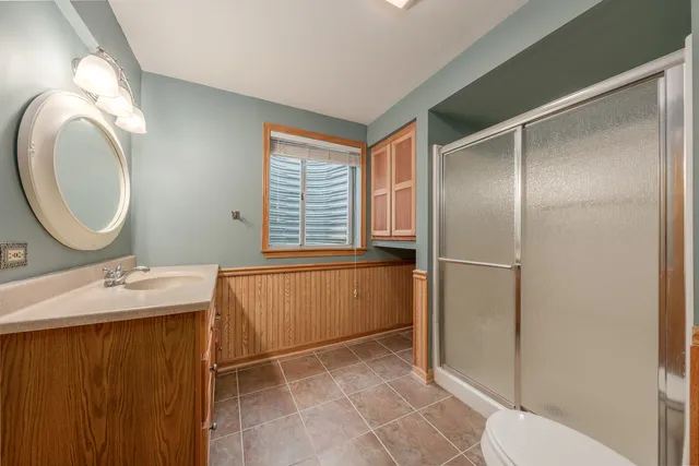 an empty room with a door