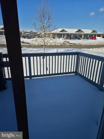 a view of a balcony from a window