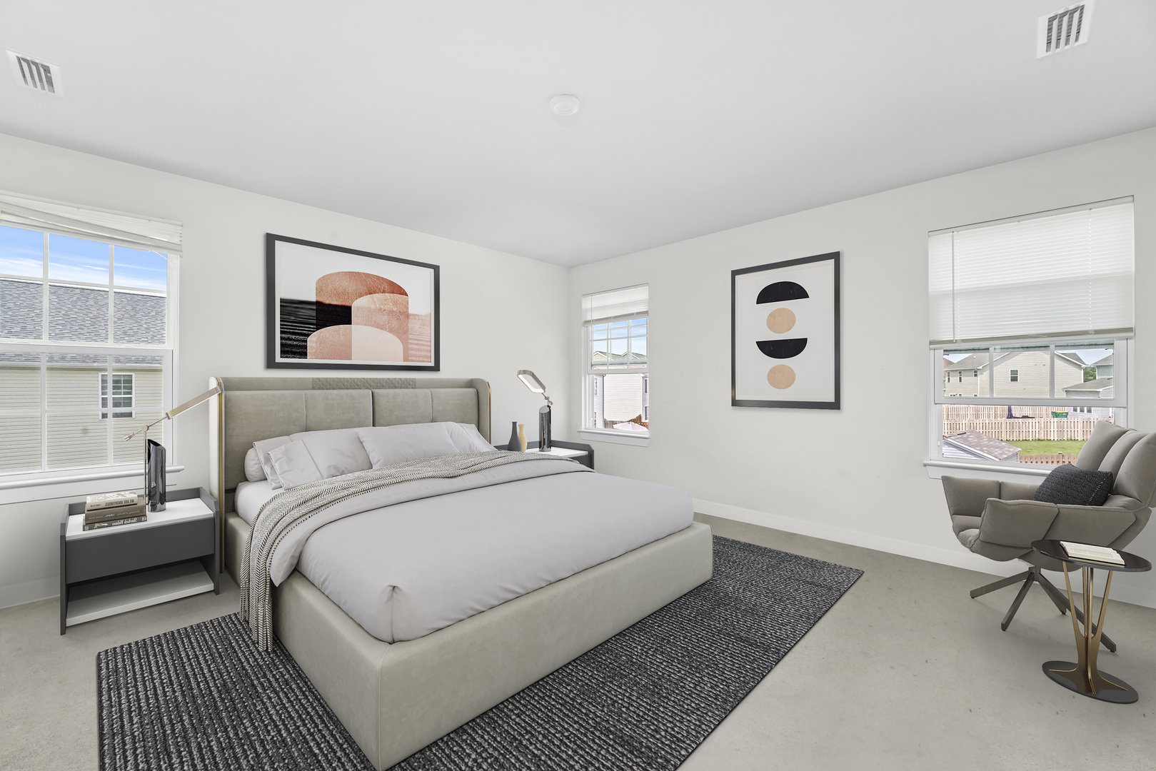 3413 Forestview Drive Joliet, IL 60431 - Photo 14 of 32 a bedroom with a large bed a desk and chair