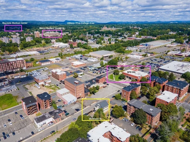 an aerial view of a city