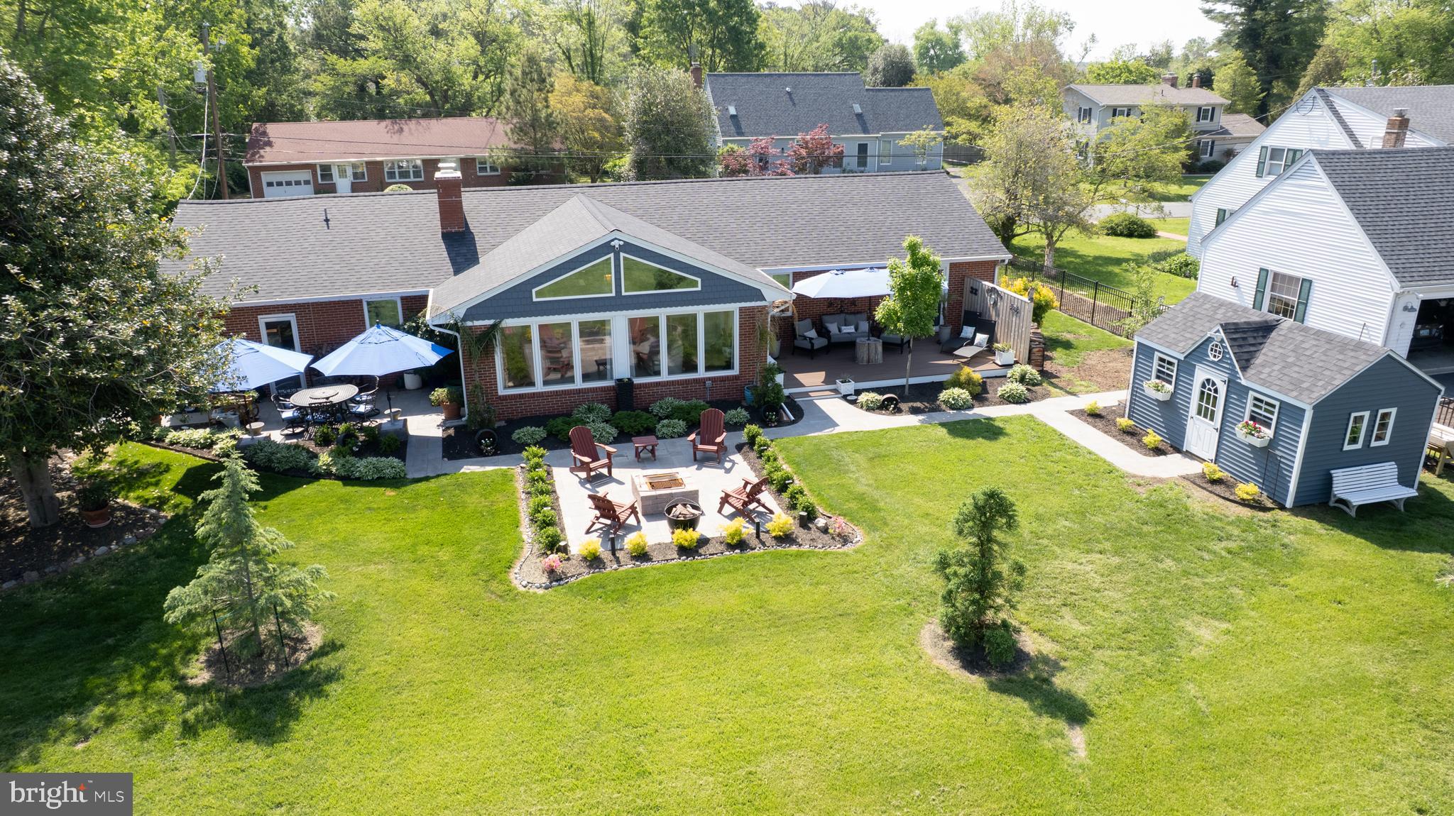 9 Hatsawap Road Cambridge, MD 21613 - Photo 7 of 78 Rear Aerial Patio w/Fire Pit and Water View