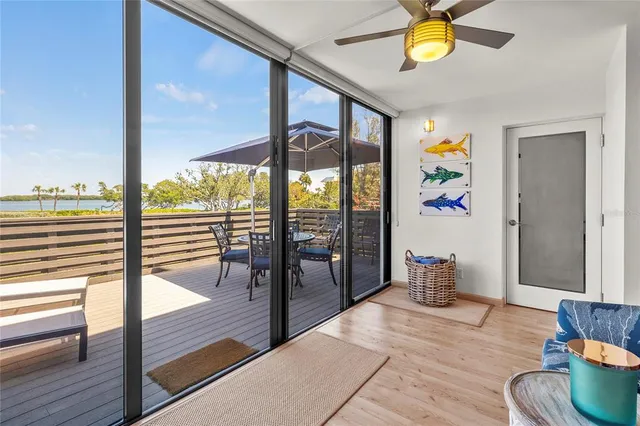 a view of a field with an ocean