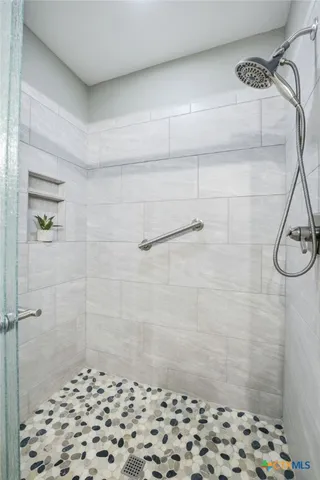 a bathroom with a shower
