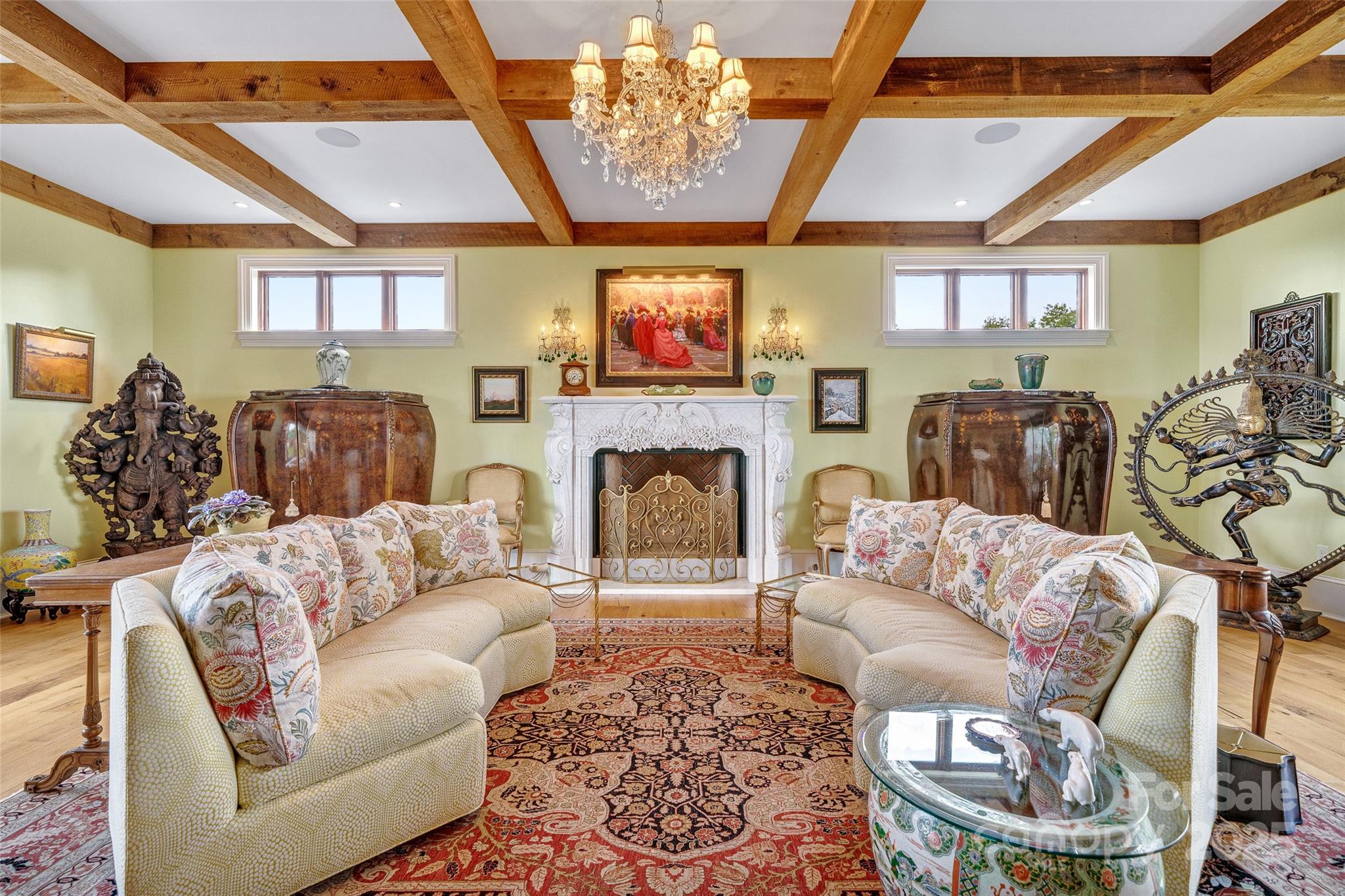 278 North Snow Ridge Drive Fairview, NC 28730 - Photo 9 of 48 a living room with furniture a flat screen tv and a fireplace