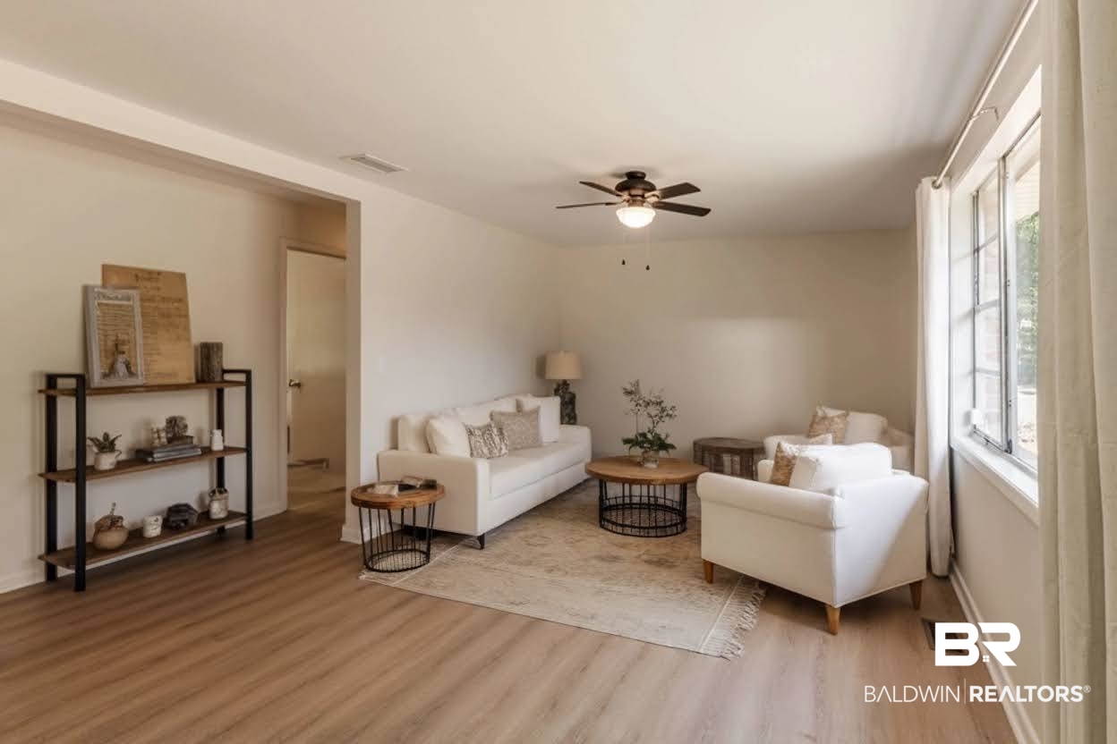 3970 Oak Ridge Avenue Mobile, AL 36619 - Photo 17 of 28 Living area with hardwood / wood-style floors and ceiling fan